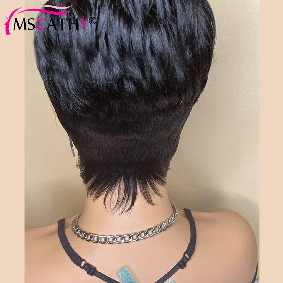 Short Pixie Cut Remy Human Hair Wigs Ready