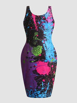 Lw Splash Ink Bodycon Cami Dress U Neck