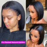 Lace Front Short Bob Wig Straight Natural Black