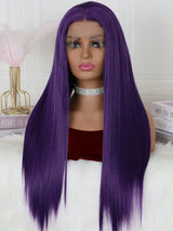 Purple Synthetic Lace Front Wigs Pre Plucked Natural