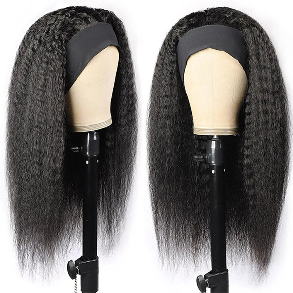 Kinky Straight Headband Wig Glueless Human Hair Wig