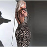 Sexy Leopard Print Dress Women Long Sleeve Turtleneck