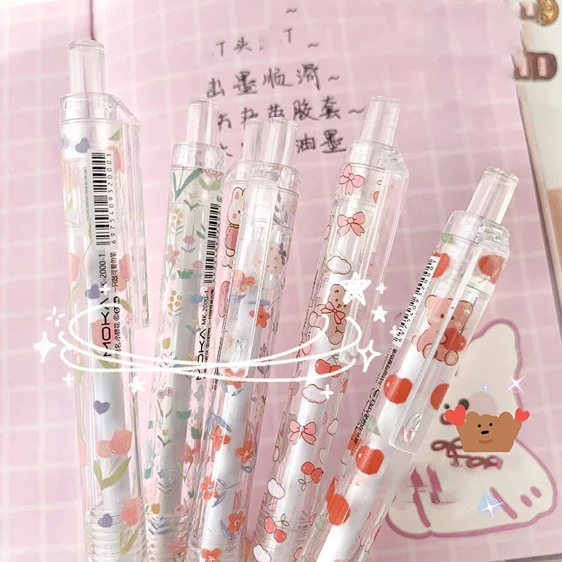 Floral Gel Pens Transparent Black