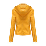 Women'S Moto Biker Zipper Jacket Hooded Faux Fur
