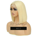 Rose Pink Short Colored Bob Human Hair Wigs