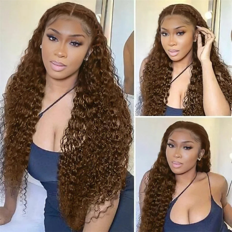 Glueless Deep Curly Chocolate Brown Lace Front