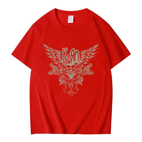 Korn Skull Wings Black T Shirt Women And