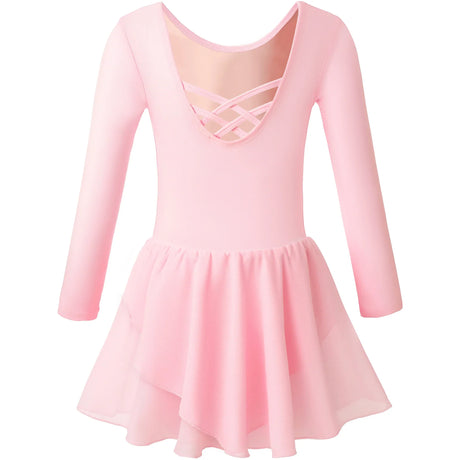 Girls Long Sleeve Leotard With Skirt Dance Dress