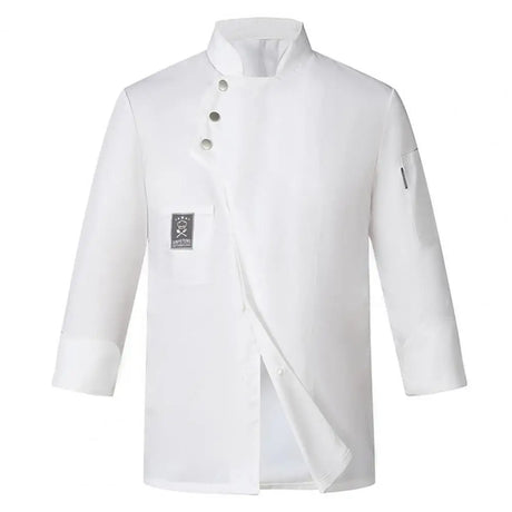 Men Women Chef Uniform Stand Collar Single-Breasted Pocket