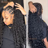 Full Lace Frontal Boho Braided Wigs Wave Curly