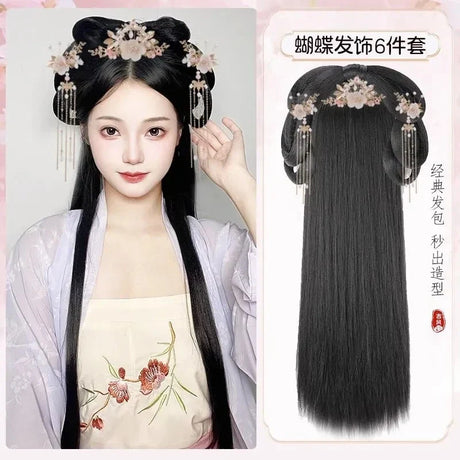 Hanfu Cosplay Wigs Women Black Anime Ancient Chinese