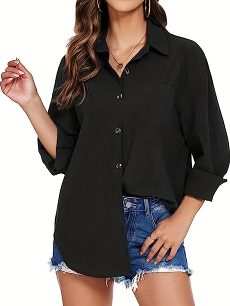 Womens Button Down Shirt Casual Long Sleeve Loose