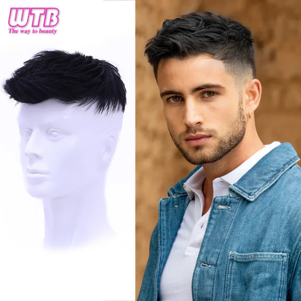 Synthetic Natural Male Toupee Short Wig Hair Style