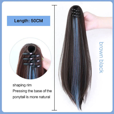 Long Wavy Straight Claw Clip On Ponytail Hair