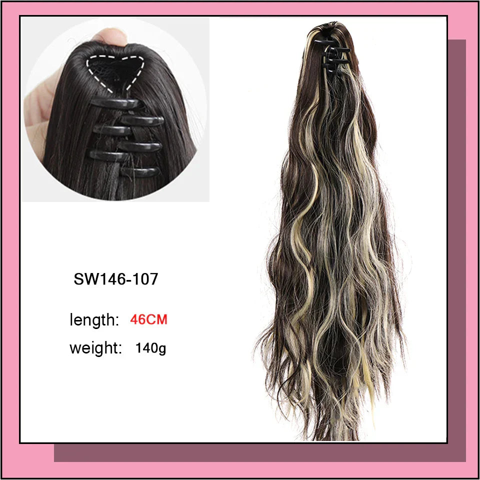 Long Wavy Straight Claw Clip On Ponytail Hair