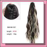 As Long Wavy Straight Claw Clip On Ponytail