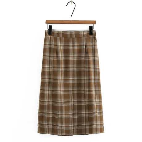 Autumn Clothes Women Skirts Plus Vintage Plaid With