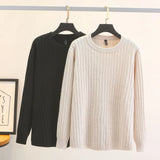 Fall Winter 100Kg Simple O-Neck Jacquard Knit Sweater