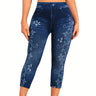 Women' Sports Leggings, Lady Oversize Denim Print &