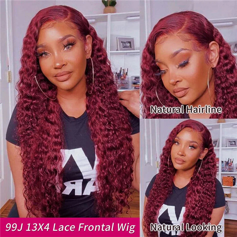 Le Mythe 99J Burgundy Deep Wave 13X4 Lace