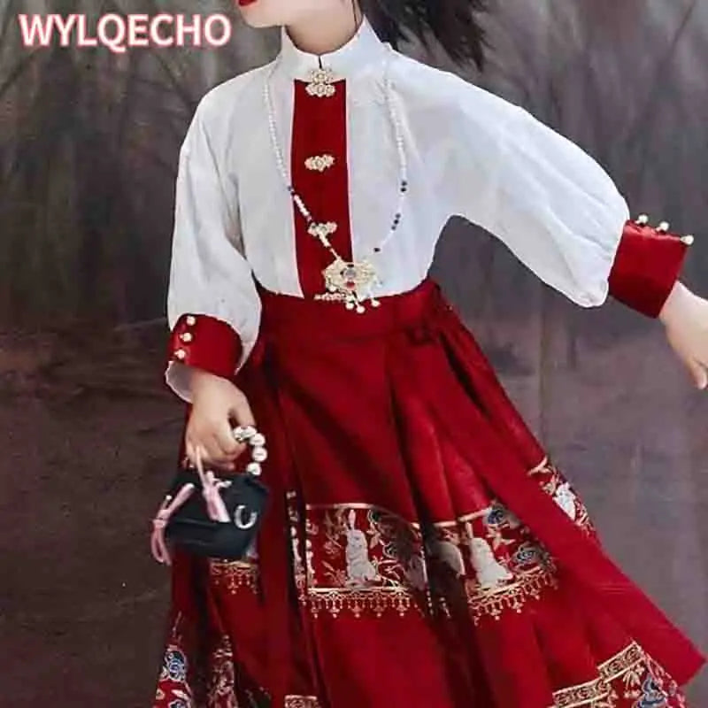 New Summer Chinese Hanfu Dress For Girls Traditional