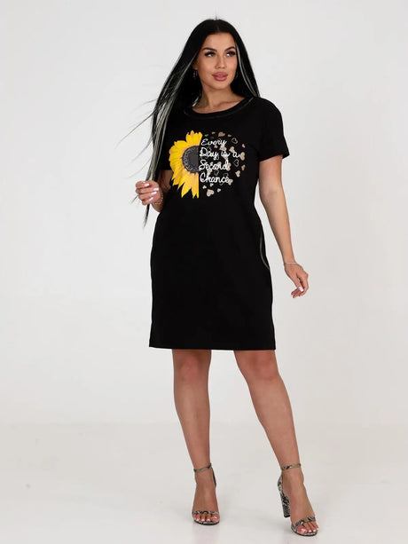 Long Women' T-Shirt 3D Printed Women' Dress Casual