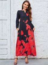 Lady Autumn Winter Long Dress Women Face Print