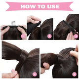 Catwo Ponytail Human Hair Wrap Around Bone Straight