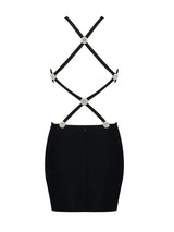 Women Summer Fashion Sexy Backless Pearl Crystal Black