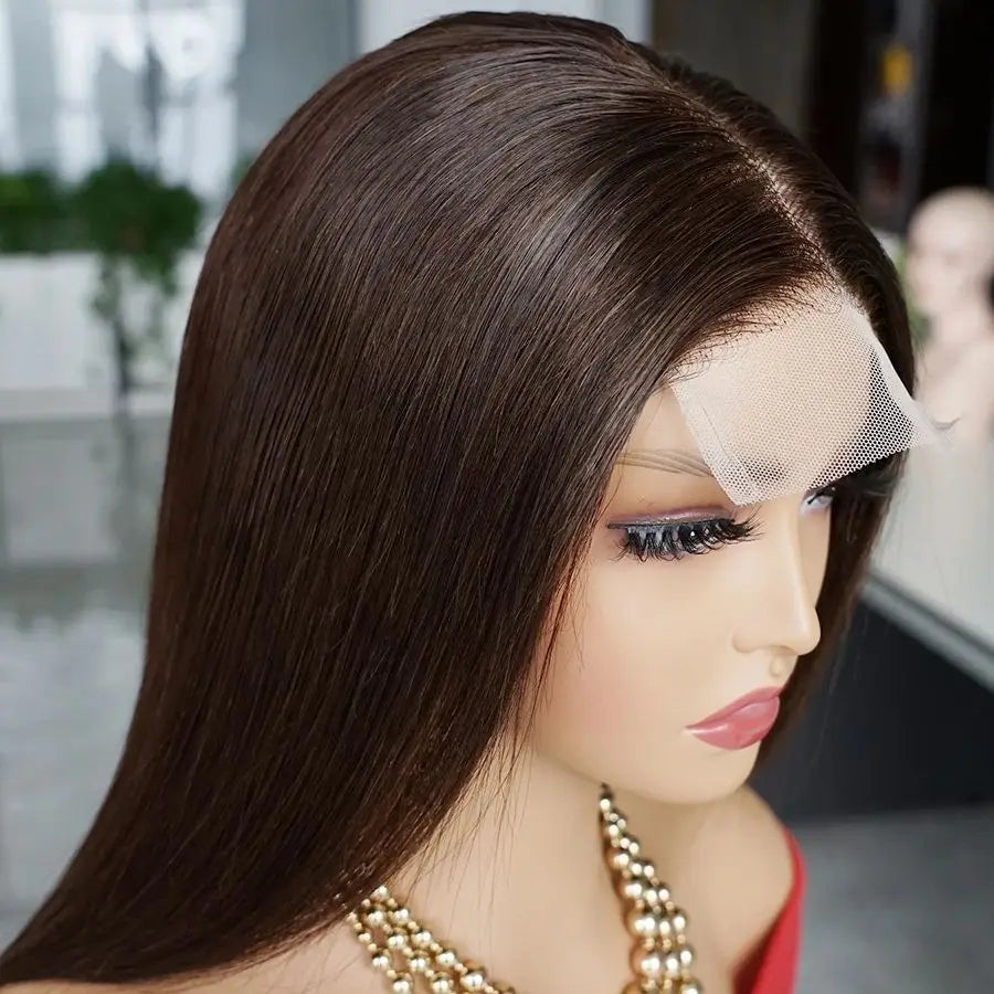 Brown Black Human Hair Wig For Women Lace