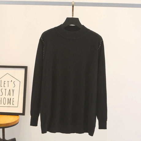 Fall Winter 100Kg Simple Temperament Beaded Mock Neck