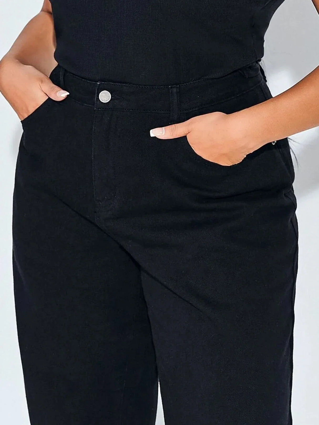 Wide Leg Jeans For Women Black Color High