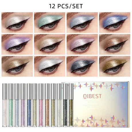 Qibest Colors Glitter Liquid Eyeshadow Waterproof Metallic