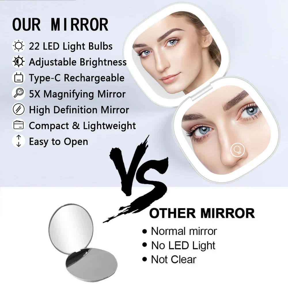 Mini Compact Led Makeup Mirror With Light X