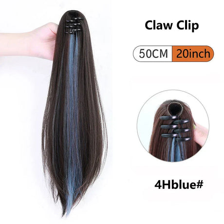 Ombre Color Straight Claw Clip On Ponytail Hair