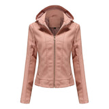Women'S Moto Biker Zipper Jacket Hooded Faux Fur