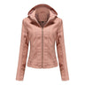 Women'S Moto Biker Zipper Jacket Hooded Faux Fur