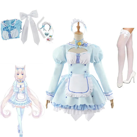 Anime Nekopara Vanilla Cosplay Wig Costume Maid Lolita