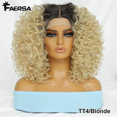 Kinky Curly Synthetic Lace Front Wig Black