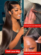 Brazilian 13X6 Transparent Bone Straight Lace Frontal Wig