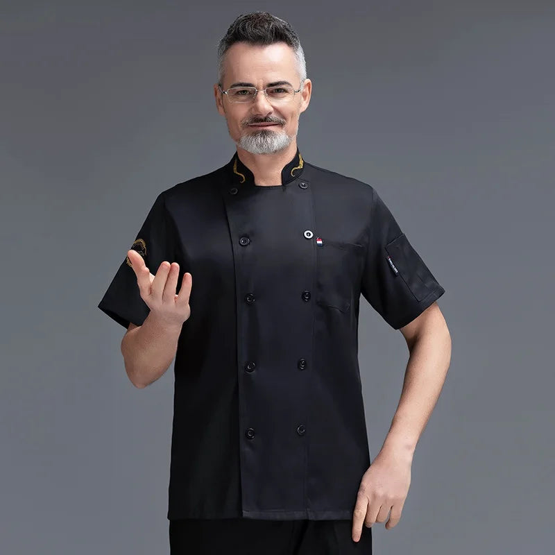 Chef Jacket Men Women Short Sleeve Cook Shirts