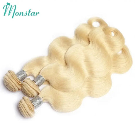 Blonde Colored Body Wave Human Hair Bundles Double