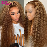 Glueless Highlight Wig Human Hair Curly Ombre Honey