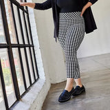 Houndstooth Print Summer Spring Leggings Women High Elastic