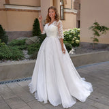 Elegant Wedding Dress For Woman Half Sleeves V