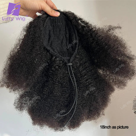 Drawstring Ponytail Human Hair C Afro Kinky Curly