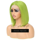 Rose Pink Short Colored Bob Human Hair Wigs