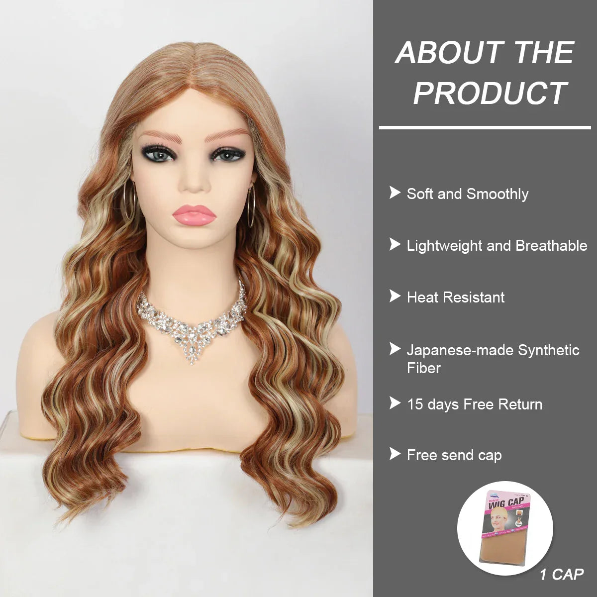 Kalyss Synthetic Inches Ombre Blonde Curly Wavy Wigs