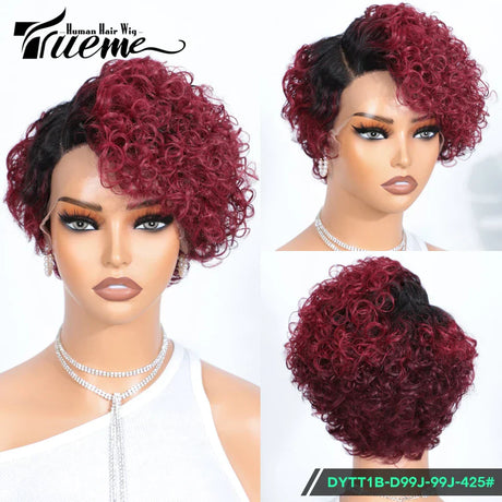 Short Pixie Curly Bob Wig Lace Front Human