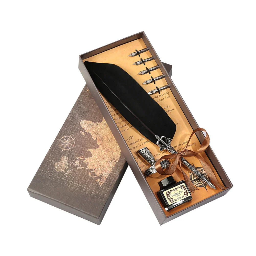 Retro Feather Pen Writing Ink
